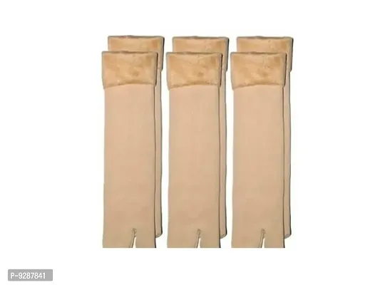 Nude Velvet Winter Thermal Thumb socks for Women Girls (Pack of 3 Pairs)-thumb0