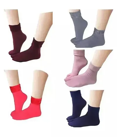 Velvet Winter Thermal Thumb socks for Women Girls (Pack of 5 Pairs)