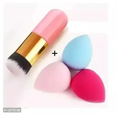 Round foundation brush with 3 blender Makeup Blenders And Puffs