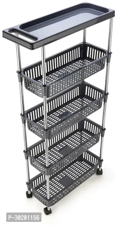 Classic 5 Layer Slim Rack With Handle-Grey-thumb3