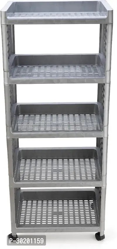 Classic 5 Layer Kitchen Trolley Grey With Wheels