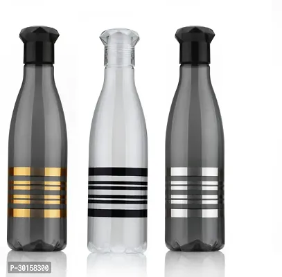 Useful Plastic Diamond Cap Line Printed Water Bottles- Pack Of 3-thumb0