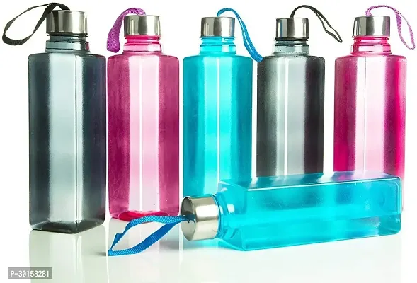 Useful Plastic Unbreakable Square Shape Water Bottles- Pack Of 6-thumb4