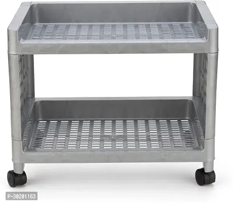 Classic 2 Layer Kitchen Trolley Grey With Wheels