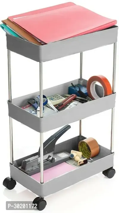 Classic Multipurpose Storage Trolley 3 Layer Grey-thumb0