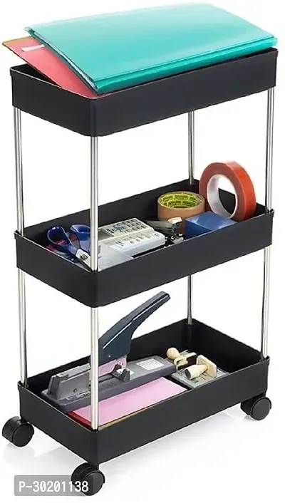 Classic Multipurpose Storage Trolley 3 Layer Black-thumb0