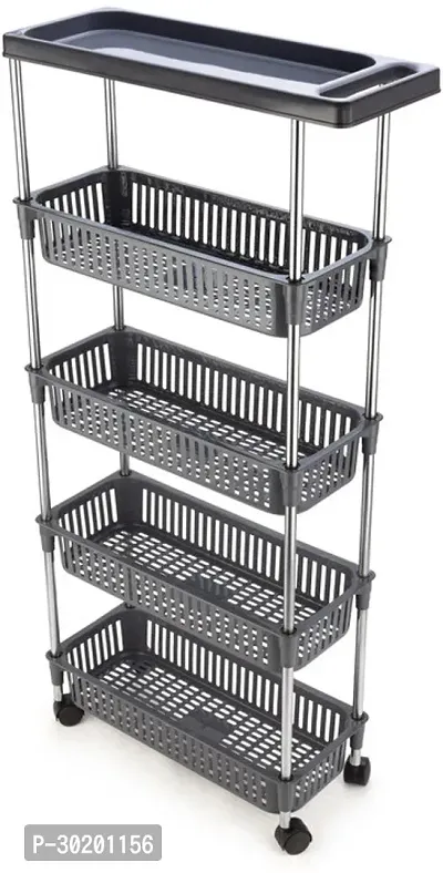 Classic 5 Layer Slim Rack With Handle-Grey-thumb2