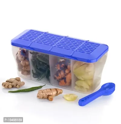 SORATH 4 in 1 Multipurpose 4 Section Kitchen, Fridge Storage Airtight Container Set for Vegetables, Dryfruits, Spices, Groceries, and Pickles with 4 Spoons?Storage?Set 1800 ml- (Pack of 1)-thumb5