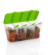 SORATH 4 in 1 Multipurpose 4 Section Kitchen, Fridge Storage Airtight Container Set for Vegetables, Dryfruits, Spices, Groceries, and Pickles with 4 Spoons?Storage?Set 1800 ml- (Pack of 2)-thumb2