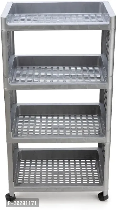 Classic 4 Layer Kitchen Trolley Grey With Wheels-thumb0