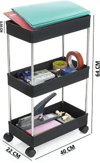 Classic Multipurpose Storage Trolley 3 Layer Black-thumb1