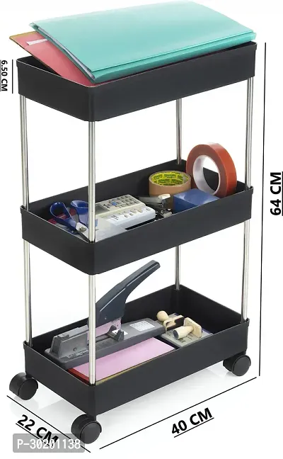 Classic Multipurpose Storage Trolley 3 Layer Black-thumb2