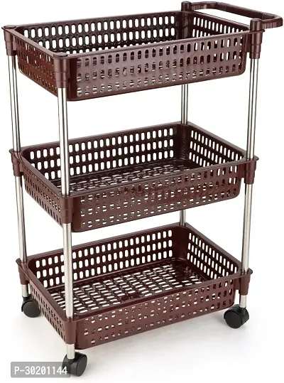 Classic 3 Layer Trolley With Handle-Brown-thumb0