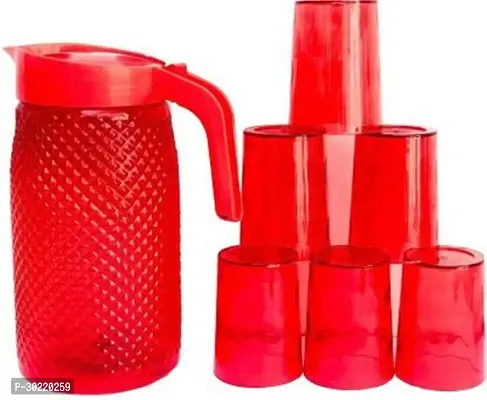 Plastic Unbreakable Jug With 6 Pcs Glass Set-thumb0