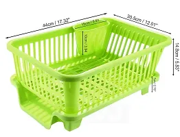 SORATH 3 in 1 Large Durable Plastic Kitchen Sink Dish Rack Drainer Drying Rack Washing Basket with Tray for Kitchen, Dish Rack Organizers, Utensils Tools Cutlery -(Green)-thumb1