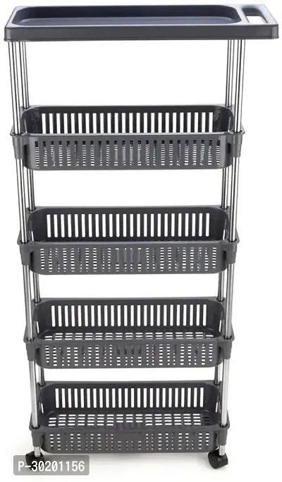 Classic 5 Layer Slim Rack With Handle-Grey-thumb0