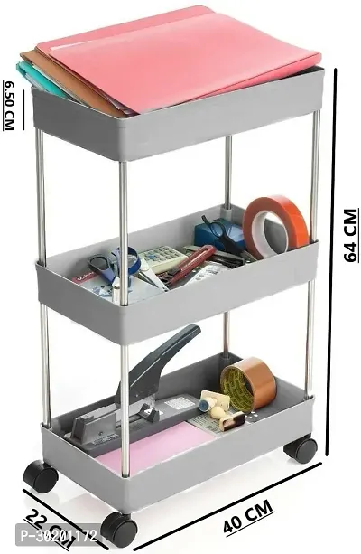 Classic Multipurpose Storage Trolley 3 Layer Grey-thumb2