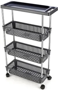 Classic 4 Layer Slim Rack With Handle-Grey-thumb1