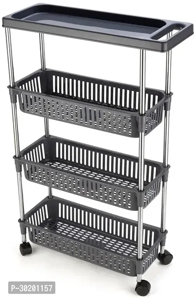 Classic 4 Layer Slim Rack With Handle-Grey-thumb2