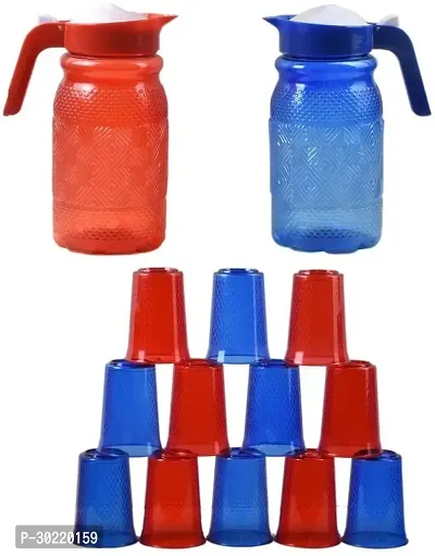 Plastic Unbreakable Jug With 12 Pcs Glass Set Combo