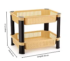 SORATH Rectangular 2 Layer Multipurpose Shelf Stand Basket Rack for Kitchen  Office Use Easy-to-Move Slide Out Stand Rack Basket Fruits  Vegetables Basket Stand-(Beige)-thumb2