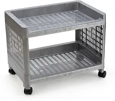 Classic 2 Layer Kitchen Trolley Grey With Wheels-thumb2