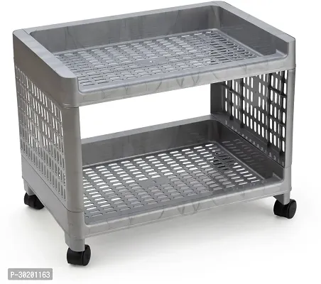 Classic 2 Layer Kitchen Trolley Grey With Wheels-thumb3