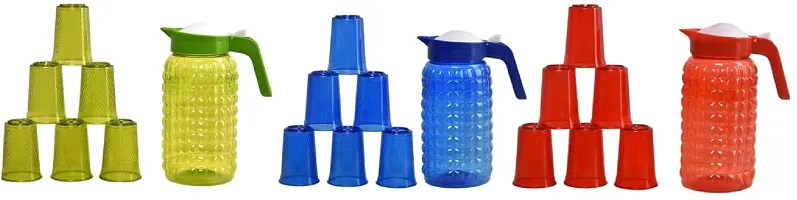 Plastic Unbreakable Jug With 18 Pcs Glass Set Combo-thumb1