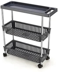 Classic 3 Layer Slim Rack With Handle-Grey-thumb1