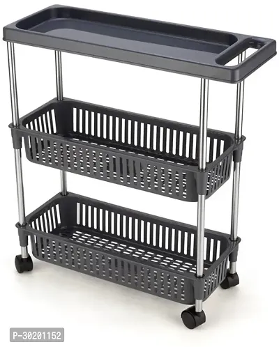 Classic 3 Layer Slim Rack With Handle-Grey-thumb2