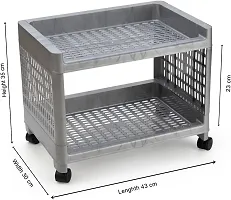 Classic 2 Layer Kitchen Trolley Grey With Wheels-thumb1