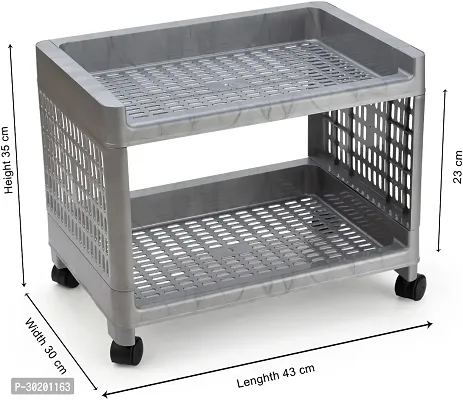 Classic 2 Layer Kitchen Trolley Grey With Wheels-thumb2