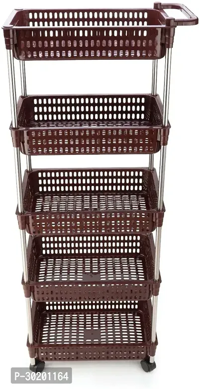 Classic 5 Layer Trolley With Handle-Brown-thumb2