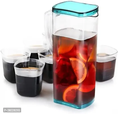 Plastic Unbreakable Jug With 6 Pcs Glass Set-thumb0