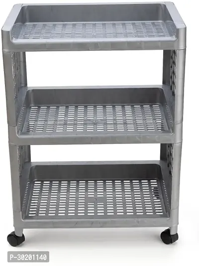 Classic 3 Layer Kitchen Trolley Grey With Wheels-thumb0