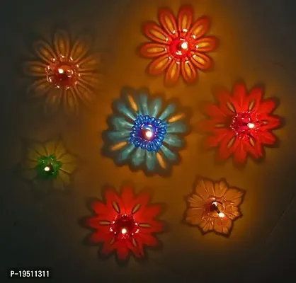 SORATH 12 Pieces 3D Reflective Shadow Diyas for Diwali Decoration Item | Diyas for Home Decoration | Dipawali Diya | Deepawali Decoration Diya bati Reflection Diya Set | Diya Light for Home Decoration-thumb0