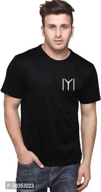 Men Solid Round Neck Pure Cotton Black T-Shirt