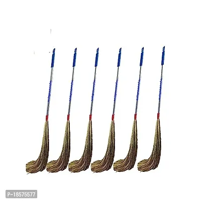 Large Size Natural Broom Stick Home Cleaning 6`S Pack(Multi Colour)-thumb0