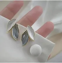 Two tone blue leaf earrings-thumb1
