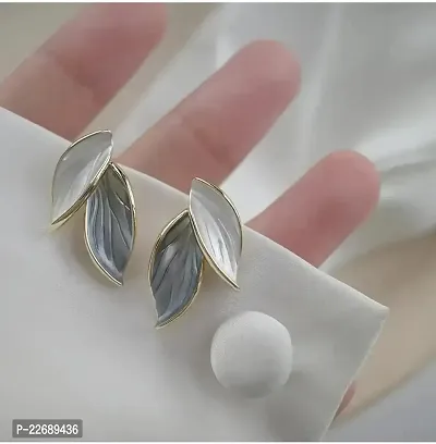 Two tone blue leaf earrings-thumb2