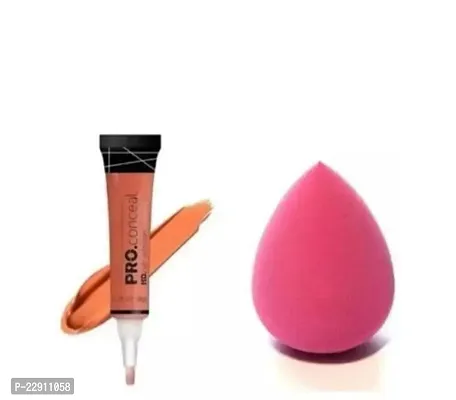 Combo of 1 makeup concealer full coverage with one makeup sponge puff-thumb0