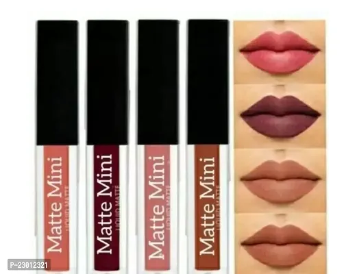 Liquid Lipstick Combo Pack, Set of 4 Mini Lipsticks, Super Stay Matte Finish Lipsticks - Nude Edition-thumb0