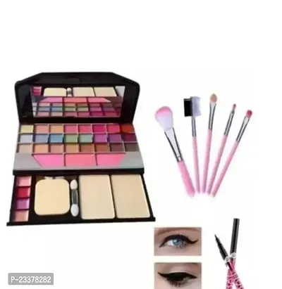 Combo of 1 TY eyeshadow compact palette,5 pc brush set,2 eyeliner