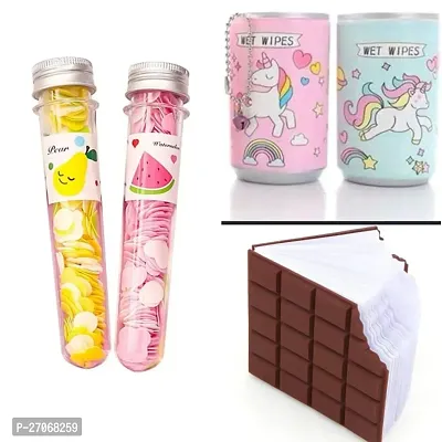 Combo of  2 paper soap bottles+2 wet wipes can+chocolate diary