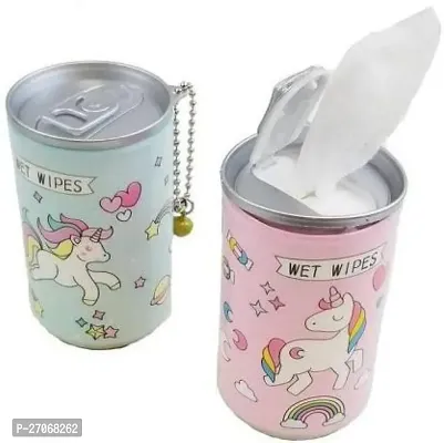 Combo of  unicorn pouch+2 wet wipes can+6 highlighter set in a pack-thumb2