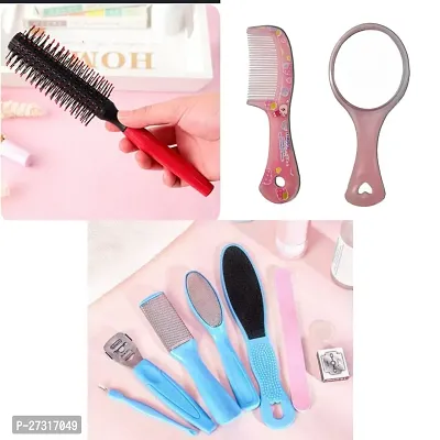 Combo of Hair comb  mirror+Pedicure kit+Hair brush