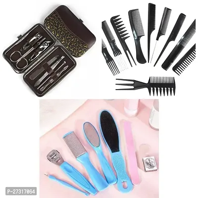 Combo of Menicure kit+salon style 12 professional comb set+Pedicure kit