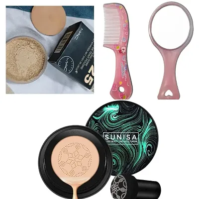 Combo of Looose powder+Hair comb mirror set+Sunisa foundation