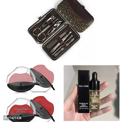 Combo of Manicure kit+2 apple shape red and pink lipsticks+ face serum-thumb0
