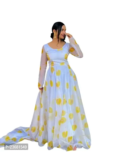 Trendy Stitched Organza Gown For Women-thumb0